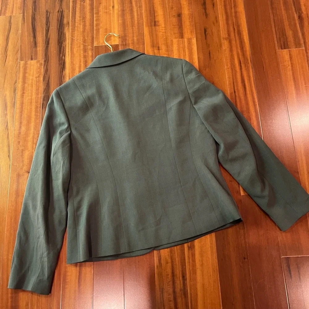 Le Suit Gray Jacket Blazer 2Button Notched Lapel Office Career Long Sleeve Sz 12